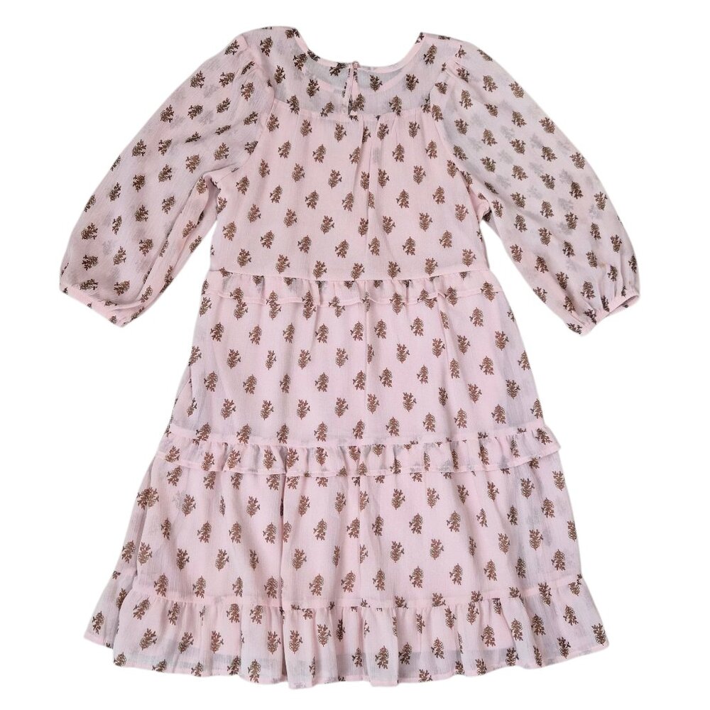 Wonder Nation Girls Chiffon Peasant Dress Size L 10-12 Elbow Length Sleeve Pink - Picture 10 of 10